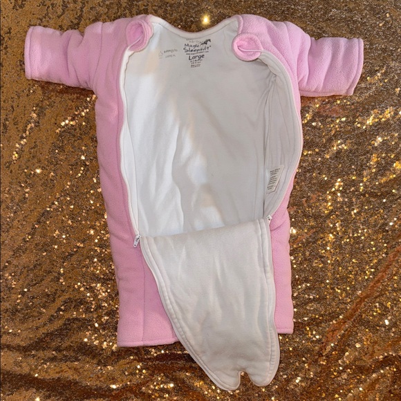 Baby Merlin's Magic Sleepsuit Pink Fleece One Piece - Picture 4 of 5